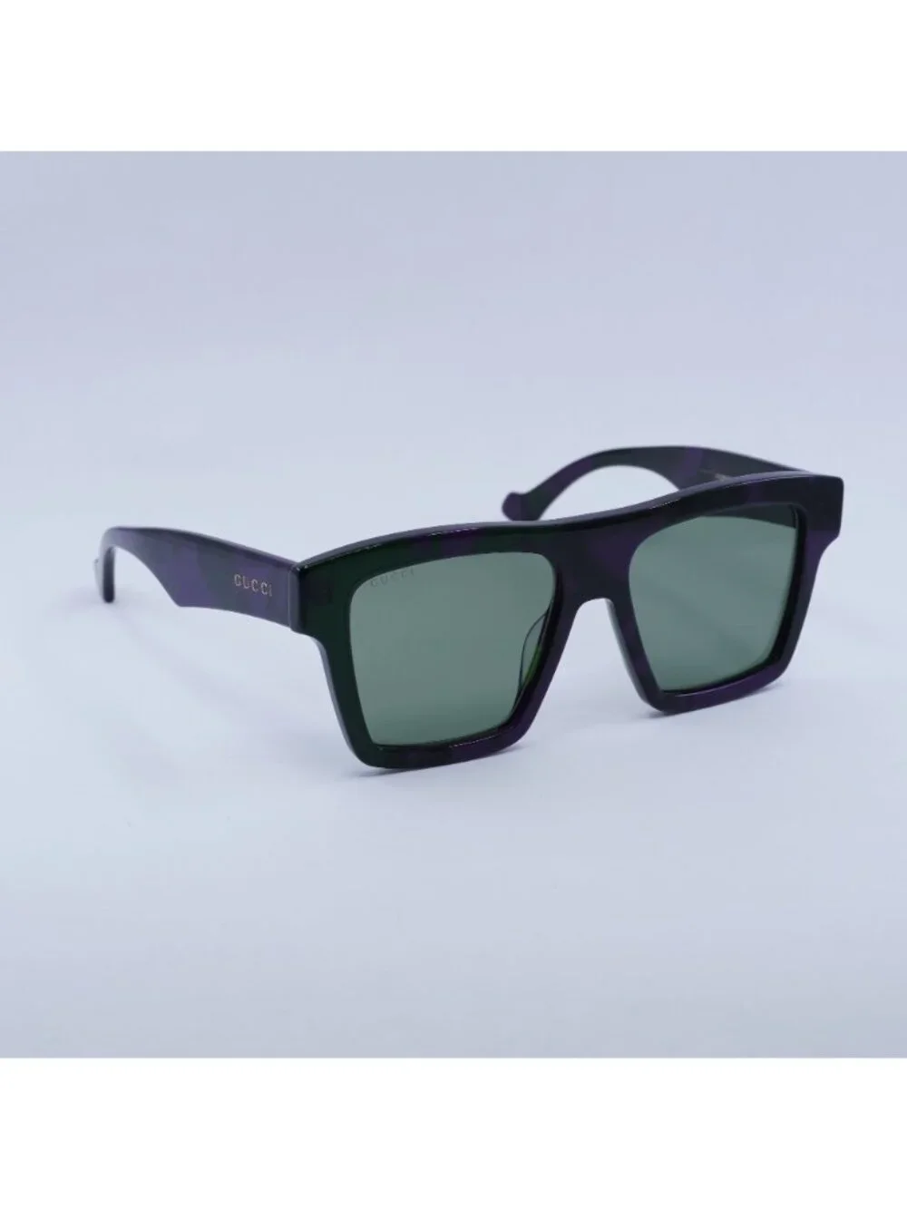 Gucci GG0962S 014 Sunglasses Purple Square Frame, Green Lenses